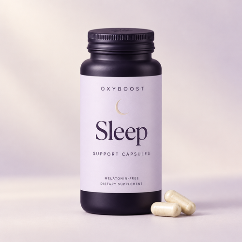 OxyBoost Sleep capsules hero in premium lavender packaging