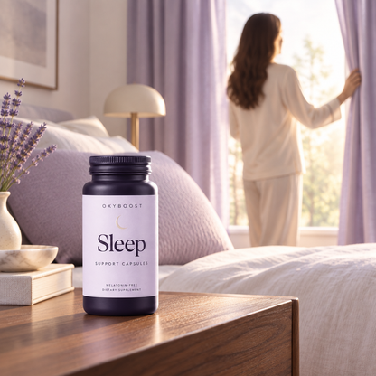 OxyBoost Sleep capsules morning in premium lavender packaging